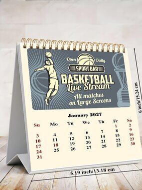 2027-12 Months Desk Calendar Desktop Planner with To-Do List (Basketball)